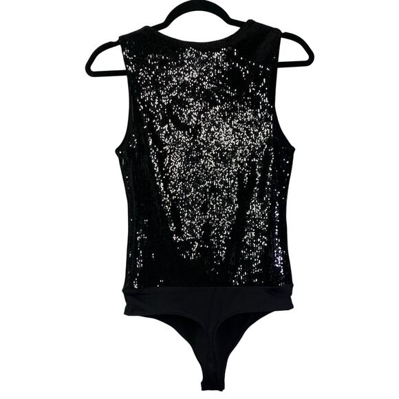 EXPRESS Body Contour Small Bodysuit Sequin Sleeveless Form Fitting Crew Neck NWT - Picture 2 of 13